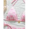 imageMakeMeChic Womens Printed 2 Piece Swimsuit Halter Triangle Bikini Set Tie Side Thong Bathing SuitPink