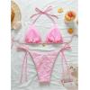 imageMakeMeChic Womens Printed 2 Piece Swimsuit Halter Triangle Bikini Set Tie Side Thong Bathing SuitPink