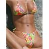 imageMakeMeChic Womens Printed 2 Piece Swimsuit Halter Triangle Bikini Set Tie Side Thong Bathing SuitYellow