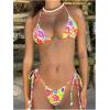 imageMakeMeChic Womens Printed 2 Piece Swimsuit Halter Triangle Bikini Set Tie Side Thong Bathing SuitYellow