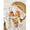 imageMakeMeChic Womens Printed 2 Piece Swimsuit Halter Triangle Bikini Set Tie Side Thong Bathing SuitYellow