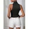 imageMakeMeChic Womens Satin Blouse Wrap V Neck Sleeveless Tie Side Summer Elegant Crop TopsBlack