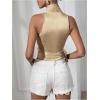 imageMakeMeChic Womens Satin Blouse Wrap V Neck Sleeveless Tie Side Summer Elegant Crop TopsChampagne