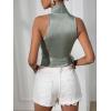 imageMakeMeChic Womens Satin Blouse Wrap V Neck Sleeveless Tie Side Summer Elegant Crop TopsMint Green