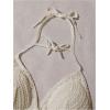 imageMakeMeChic Womens Solid Tie Back Crochet Halter Bikini Top Summer Beach Knit Bralette Crop TopsBeige