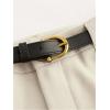 imageMakeMeChic Womens Straight Leg Pants Zip Fly Belted Elegant Work Office TrousersBeige