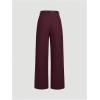 imageMakeMeChic Womens Straight Leg Pants Zip Fly Belted Elegant Work Office TrousersBurgundy