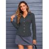 imageMakeMeChic Womens Striped Button Down Shirts Collared Long Sleeve Blouse Y2K TopsBlack
