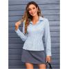 imageMakeMeChic Womens Striped Button Down Shirts Collared Long Sleeve Blouse Y2K TopsBlue
