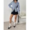 imageMakeMeChic Womens Striped Button Down Shirts Collared Long Sleeve Blouse Y2K TopsBlue C