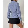 imageMakeMeChic Womens Striped Button Down Shirts Collared Long Sleeve Blouse Y2K TopsBlue C