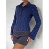 imageMakeMeChic Womens Striped Button Down Shirts Collared Long Sleeve Blouse Y2K TopsBlue a