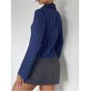 imageMakeMeChic Womens Striped Button Down Shirts Collared Long Sleeve Blouse Y2K TopsBlue a