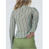 imageMakeMeChic Womens Striped Button Down Shirts Collared Long Sleeve Blouse Y2K TopsBlue and Brown