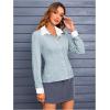 imageMakeMeChic Womens Striped Button Down Shirts Collared Long Sleeve Blouse Y2K TopsBlue and White