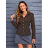 imageMakeMeChic Womens Striped Button Down Shirts Collared Long Sleeve Blouse Y2K TopsCoffee Brown