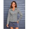 imageMakeMeChic Womens Striped Button Down Shirts Collared Long Sleeve Blouse Y2K TopsGrey