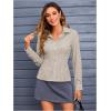 imageMakeMeChic Womens Striped Button Down Shirts Collared Long Sleeve Blouse Y2K TopsKhaki