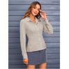 imageMakeMeChic Womens Striped Button Down Shirts Collared Long Sleeve Blouse Y2K TopsKhaki