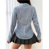 imageMakeMeChic Womens Striped Button Down Shirts Collared Long Sleeve Blouse Y2K TopsLight Blue