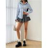 imageMakeMeChic Womens Striped Button Down Shirts Collared Long Sleeve Blouse Y2K TopsLight Blue