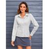 imageMakeMeChic Womens Striped Button Down Shirts Collared Long Sleeve Blouse Y2K TopsLight Grey