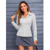 imageMakeMeChic Womens Striped Button Down Shirts Collared Long Sleeve Blouse Y2K TopsLight Grey