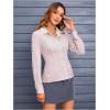 imageMakeMeChic Womens Striped Button Down Shirts Collared Long Sleeve Blouse Y2K TopsRed