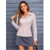imageMakeMeChic Womens Striped Button Down Shirts Collared Long Sleeve Blouse Y2K TopsRed