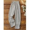 imageMakeMeChic Womens Striped Elastic Waist Button Pocket Loose Capris Trousers PantsKhaki