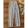 imageMakeMeChic Womens Striped Elastic Waist Button Pocket Loose Capris Trousers PantsKhaki