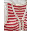 imageMakeMeChic Womens Striped Shorts Set Two Piece Outfits Knit Crochet Tank Top Matching SetRed White