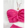 imageMakeMeChic Womens Summer 2 Piece Outfits Twist Front Tube Top and Shirred Ruffle Tiered Mini Skirt SetHot Pink
