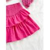 imageMakeMeChic Womens Summer 2 Piece Outfits Twist Front Tube Top and Shirred Ruffle Tiered Mini Skirt SetHot Pink