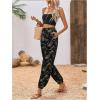 imageMakeMeChic Womens Summer Beach Tropical Printed Pants Hawaiian Palazzo Jogger Pant High Waist TrousersBlack