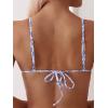 imageMakeMeChic Womens Tie Back High Cut Thong Bikini Sets Summer Swimsuit Bathing SuitBlue White