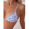imageMakeMeChic Womens Tie Back High Cut Thong Bikini Sets Summer Swimsuit Bathing SuitBlue White