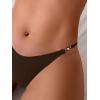 imageMakeMeChic Womens Tie Back High Cut Thong Bikini Sets Summer Swimsuit Bathing SuitBrown