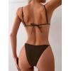 imageMakeMeChic Womens Tie Back High Cut Thong Bikini Sets Summer Swimsuit Bathing SuitBrown