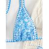 imageMakeMeChic Womens Triangle Thong Bikini Sets High Cut Swimsuit Bathing Suit SwimwearBlue White