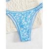 imageMakeMeChic Womens Triangle Thong Bikini Sets High Cut Swimsuit Bathing Suit SwimwearBlue White
