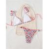 imageMakeMeChic Womens Triangle Thong Bikini Sets High Cut Swimsuit Bathing Suit SwimwearFlower Multicolor