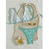 imageMakeMeChic Womens Triangle Thong Bikini Sets High Cut Swimsuit Bathing Suit SwimwearGreen Floral