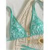 imageMakeMeChic Womens Triangle Thong Bikini Sets High Cut Swimsuit Bathing Suit SwimwearGreen Floral