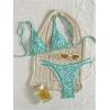 imageMakeMeChic Womens Triangle Thong Bikini Sets High Cut Swimsuit Bathing Suit SwimwearGreen Floral