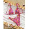 imageMakeMeChic Womens Triangle Thong Bikini Sets High Cut Swimsuit Bathing Suit SwimwearHot Pink Floral