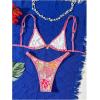 imageMakeMeChic Womens Triangle Thong Bikini Sets High Cut Swimsuit Bathing Suit SwimwearHot Pink Multicolor