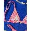 imageMakeMeChic Womens Triangle Thong Bikini Sets High Cut Swimsuit Bathing Suit SwimwearHot Pink Multicolor