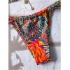 imageMakeMeChic Womens Triangle Thong Bikini Sets High Cut Swimsuit Bathing Suit SwimwearOrange Multicolor