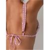 imageMakeMeChic Womens Triangle Thong Bikini Sets High Cut Swimsuit Bathing Suit SwimwearPink Multicolor